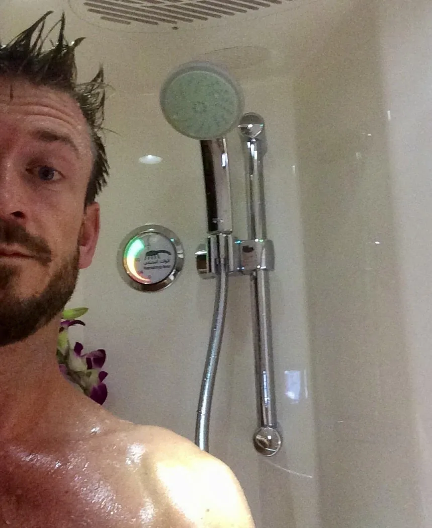 Trevor in Emirates First Class shower